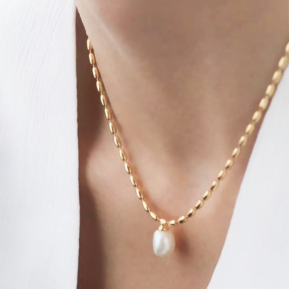 ✨18K Gold Plated Baroque Natural Pearl Necklace - Picture 1 of 5